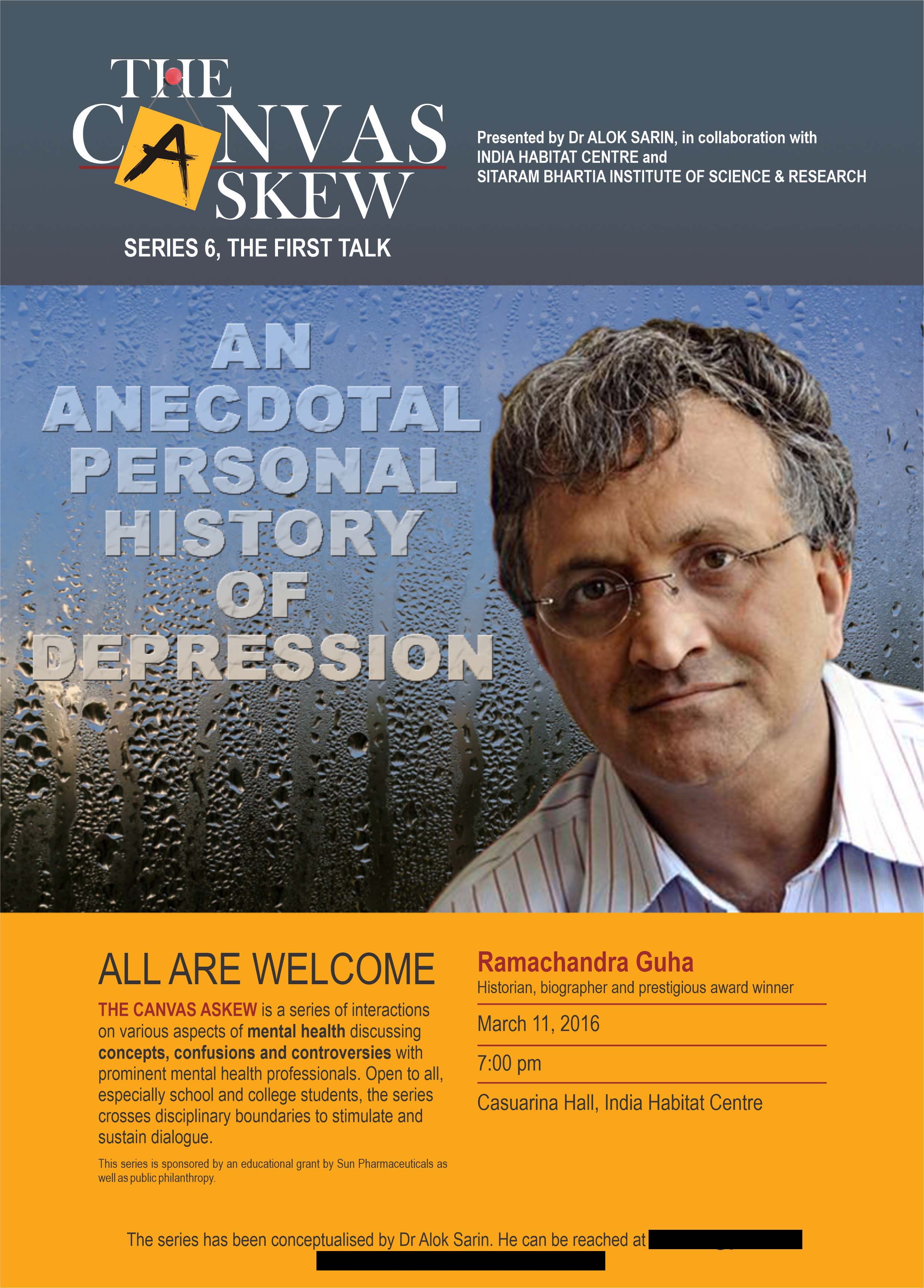 The poster for the session 'An Anecdotal Personal History of Depression'