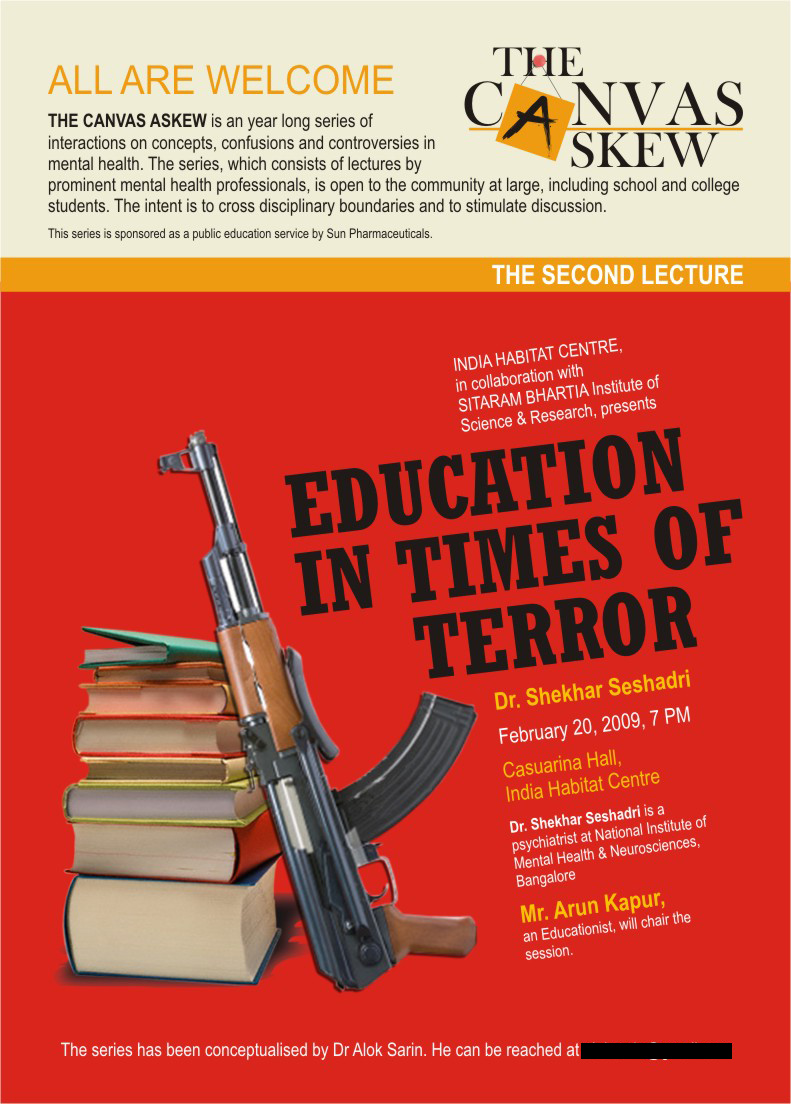 The poster for the session 'Education in Times of Terror'