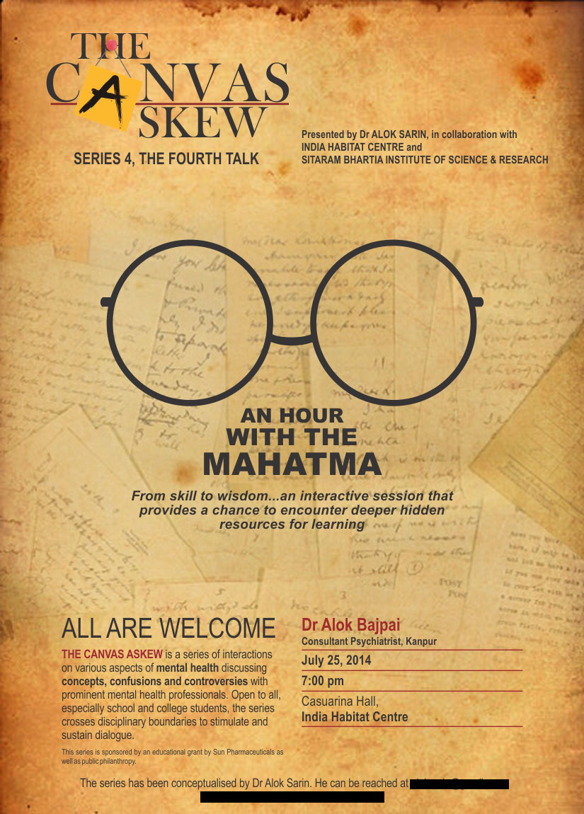 The poster for the session 'An Hour WIth the Mahatma'