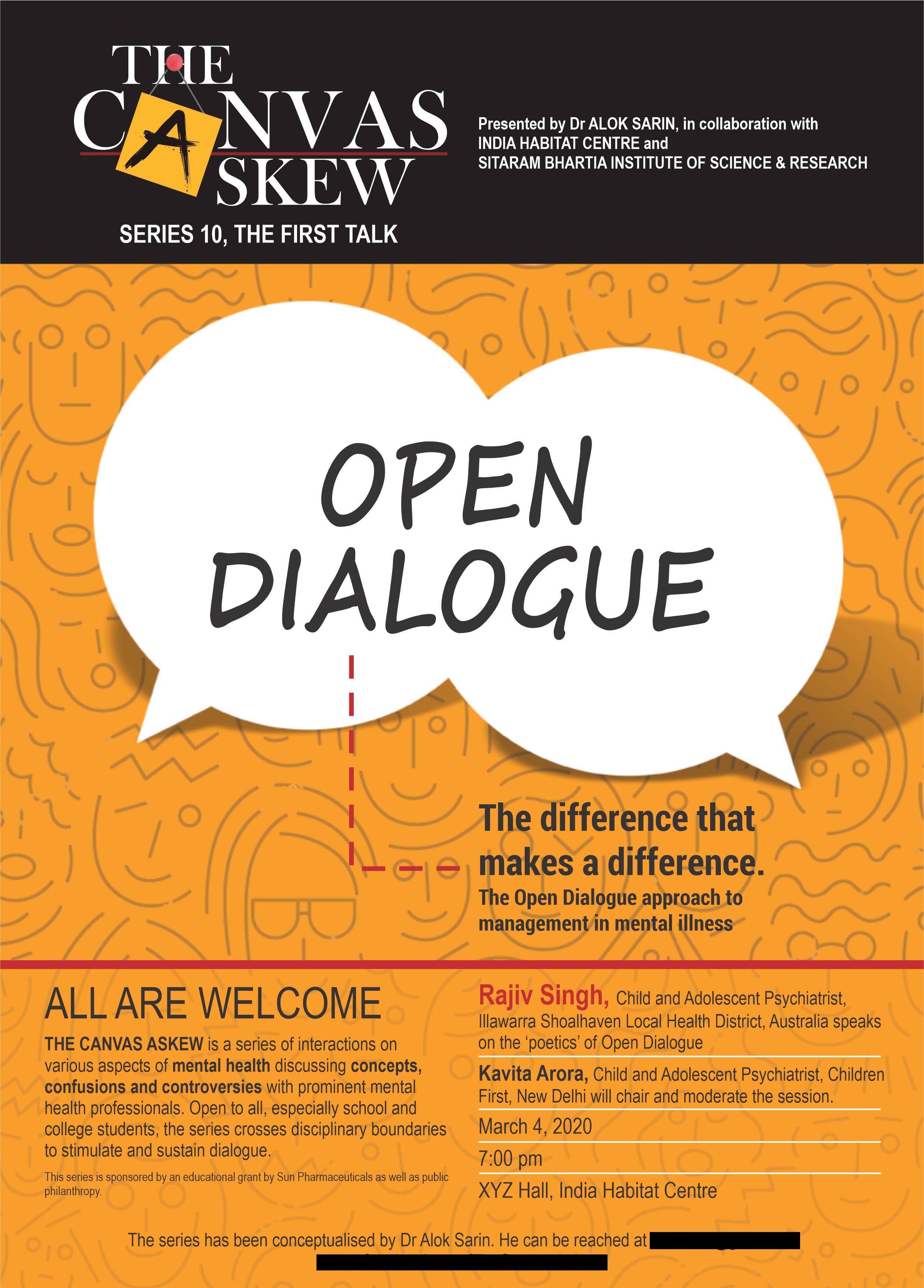 The poster for the session 'Open Dialogue'