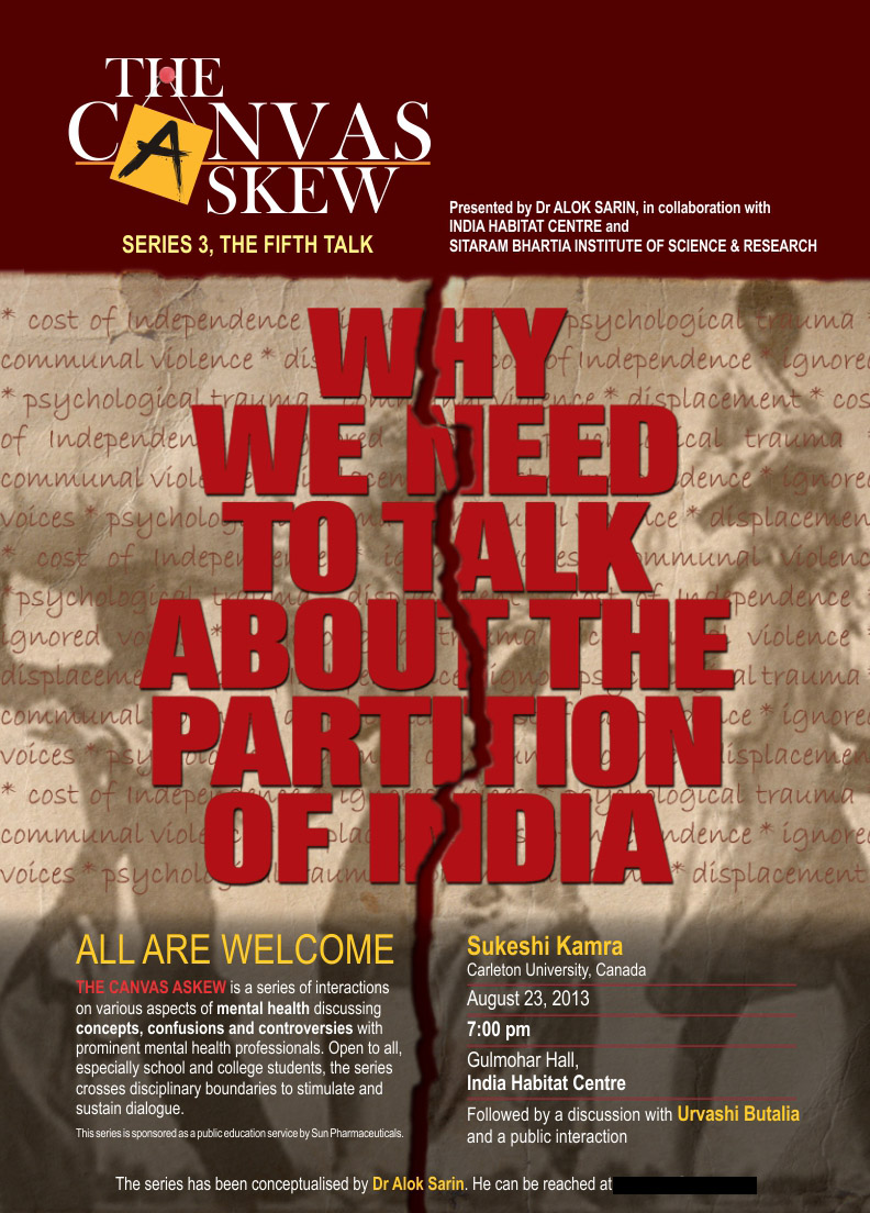 The poster for the session 'Why We Need to Talk about the Partition of India'