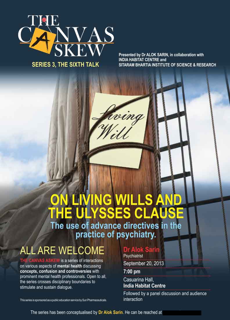 The poster for the session 'On Living Wills and the Ulysses Clause'